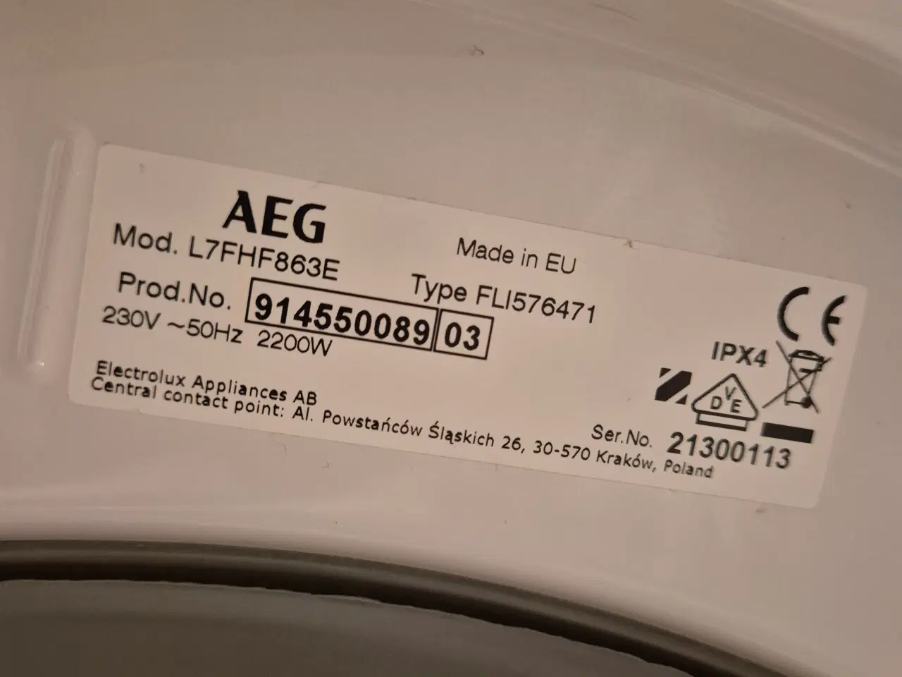 Billede 5 - AEG vaskemaskine 7000-serien, stadigvæk garantitid