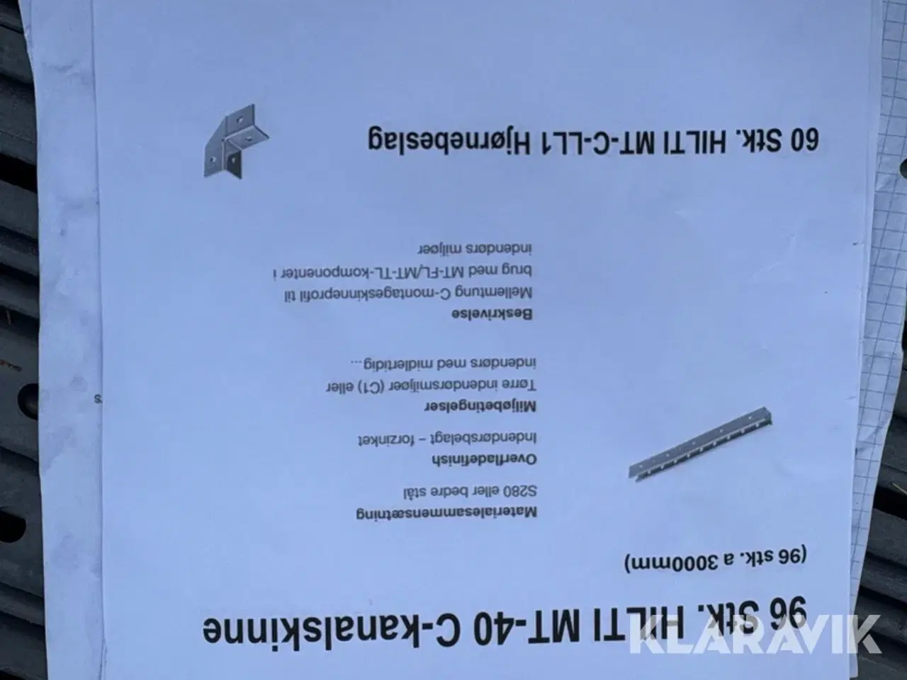 Billede 6 - Kanalskinner Hilti MT-40 C-kanalskinne 96 styk