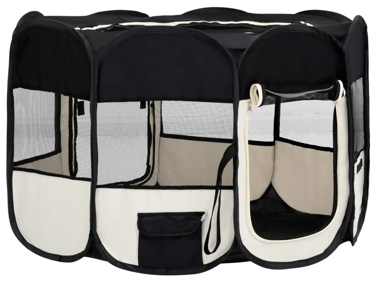 Billede 3 - Foldbar hundegård med bæretaske 125x125x61 cm sort