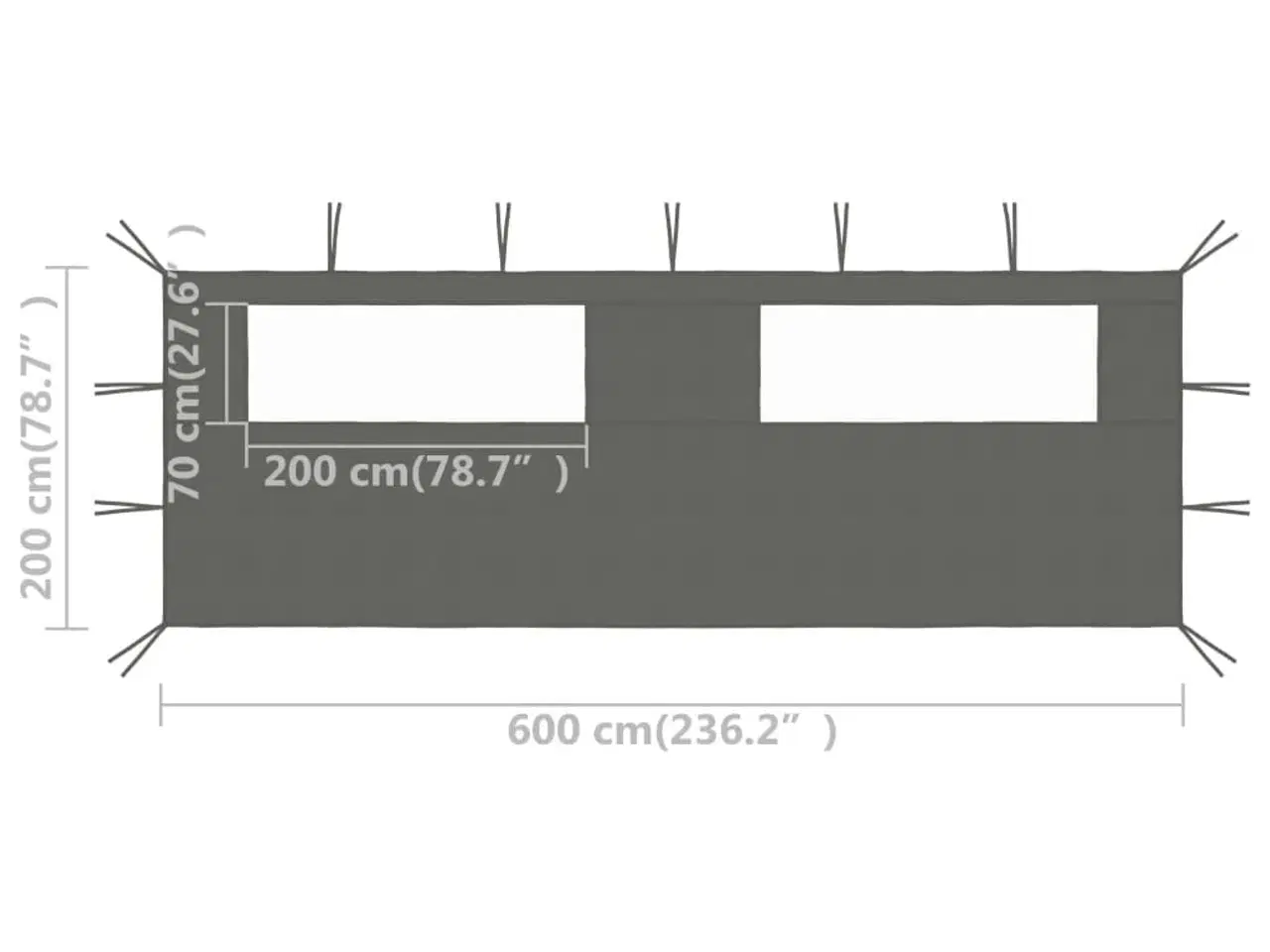 Billede 4 - Pavillonvæg med vinduer 6x2 m antracitgrå