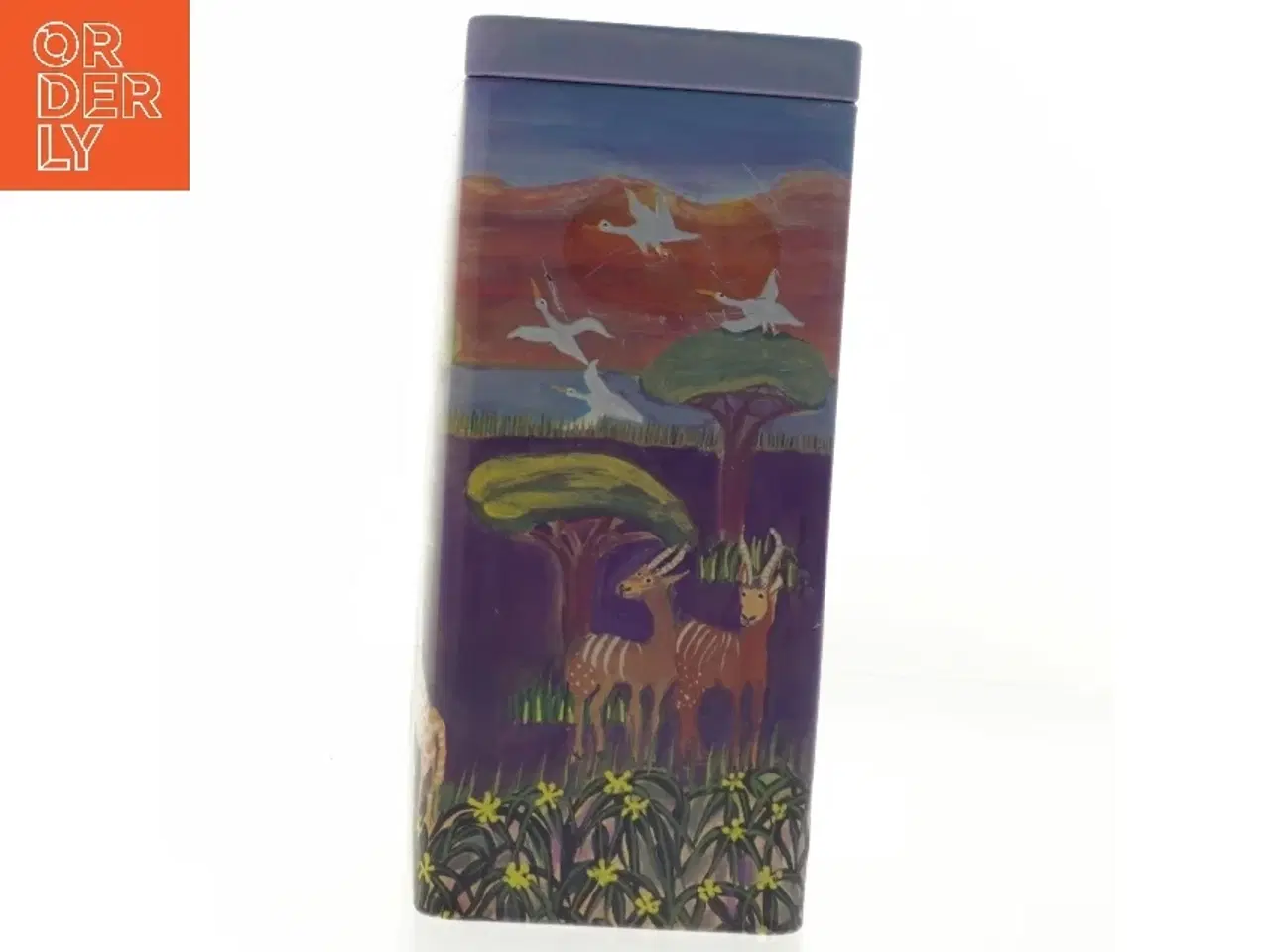 Billede 4 - Dekoreret metalbeholder fra Mette Rehné (str. 21x11x9 cm)