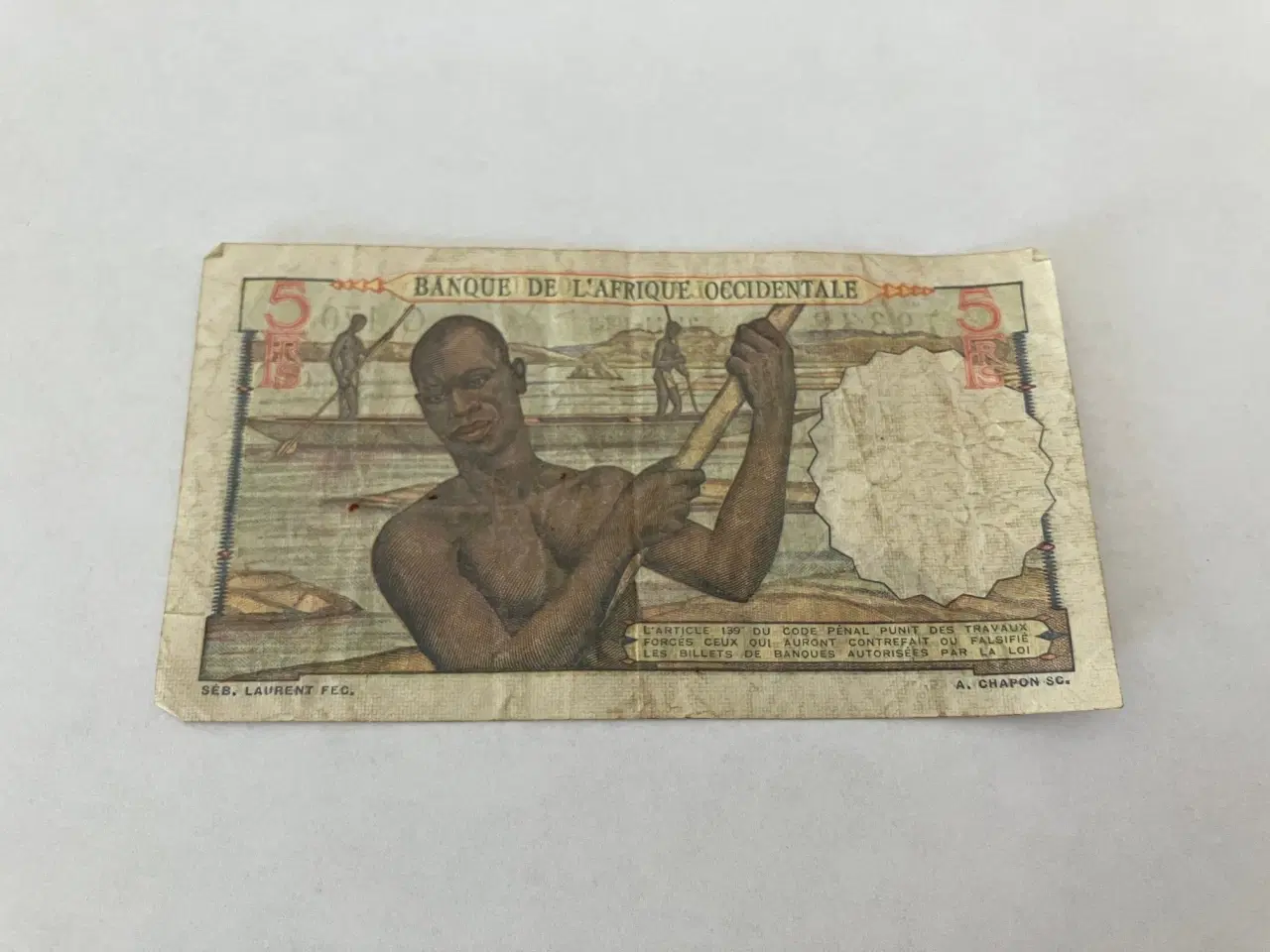 Billede 2 - French West Africa 5 Francs 1953 - Slidt