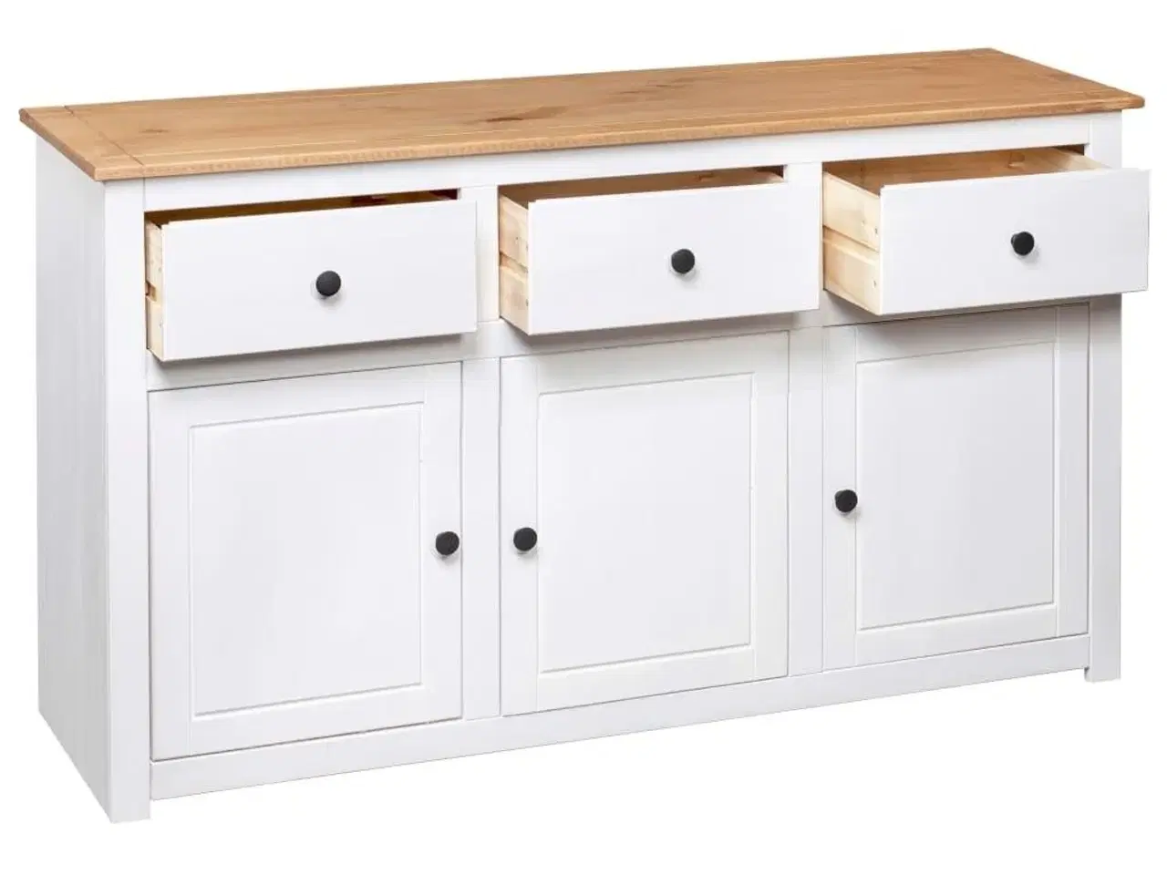 Billede 7 - Skænk Panama-serien 135x40x80 cm massivt fyrretræ hvid