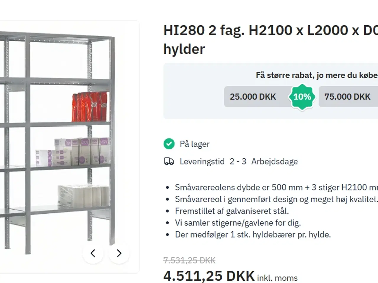 Billede 6 - HI-280 Reolsystem – 5 fag / 6 gavle / 20 hylder –