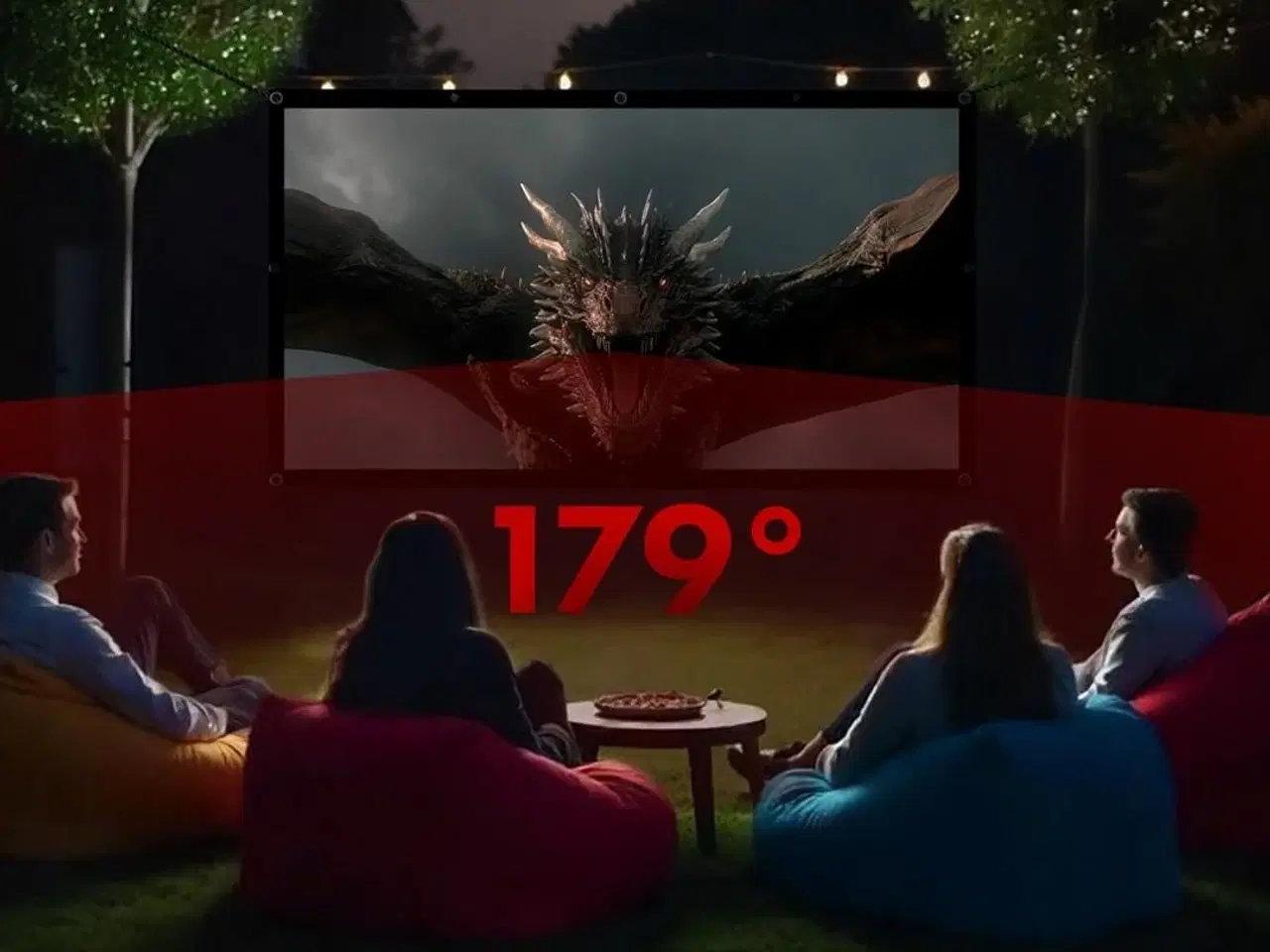 Billede 8 - Projektor lærred 150" Maclean – 330×187 cm, 16:9 kant, ophængskroge