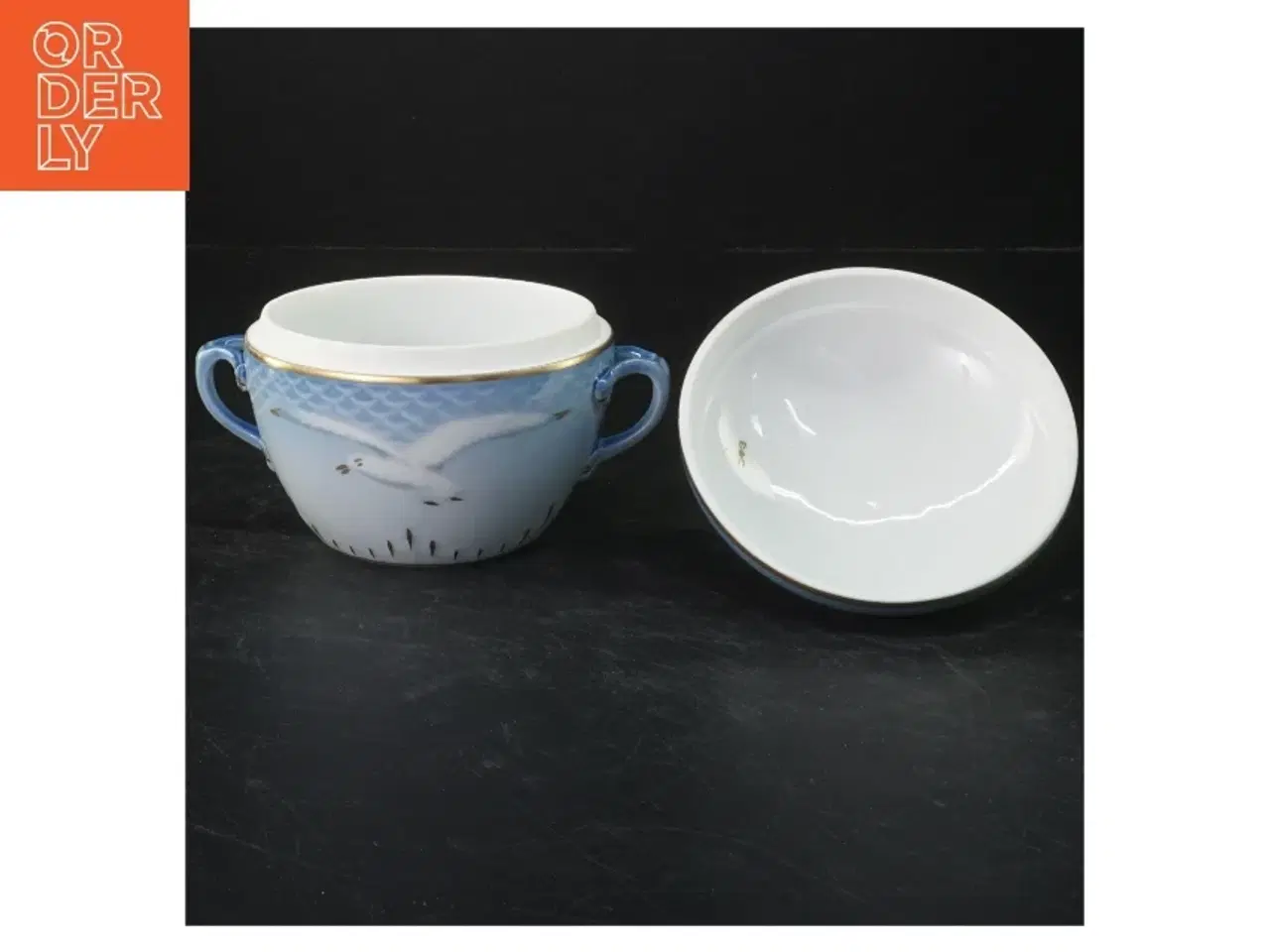 Billede 2 - Mågestel sukkerskål med låg og måge design fra B&G (str. 12x14 cm)