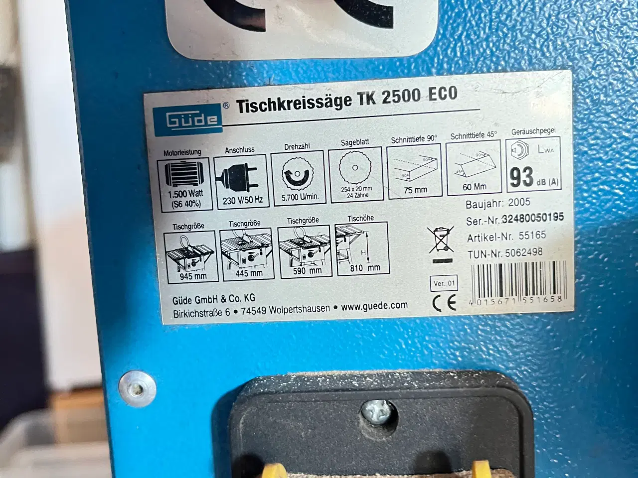 Billede 2 - Bordrundsav Gude tk 250