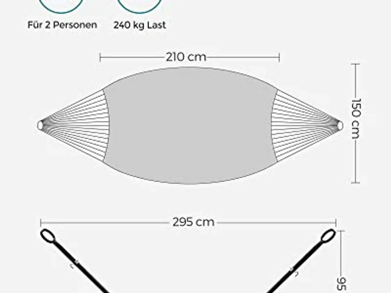 Billede 5 - Hængekøje med stativ 210 cm sandfarvet