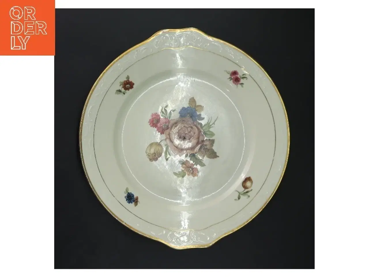 Billede 1 - Dekorativ porcelænsfad med blomstermotiv fra KPM (str. Ø 26 cm)