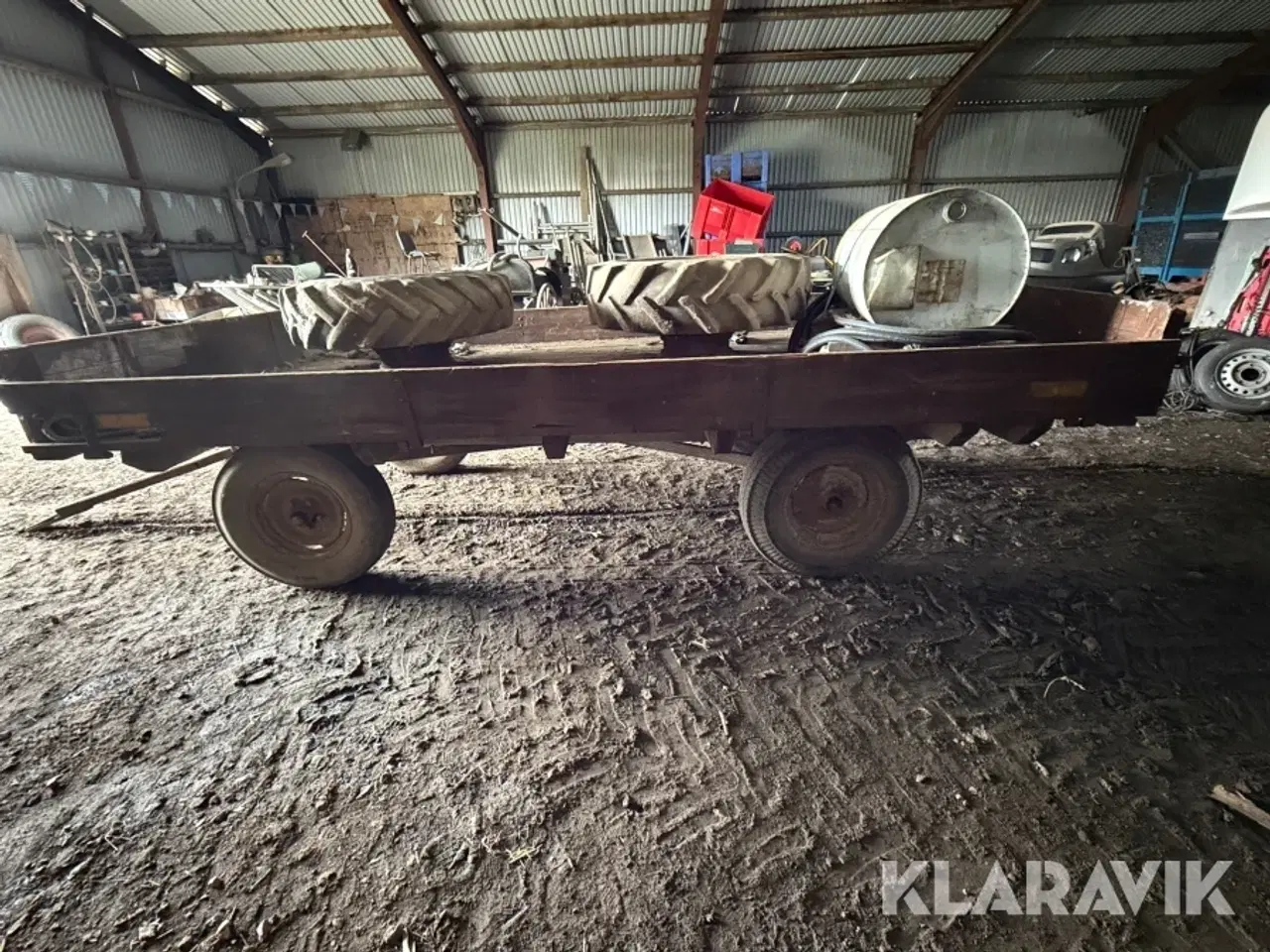 Billede 5 - Landbrugsvogn / fladvogn med træk