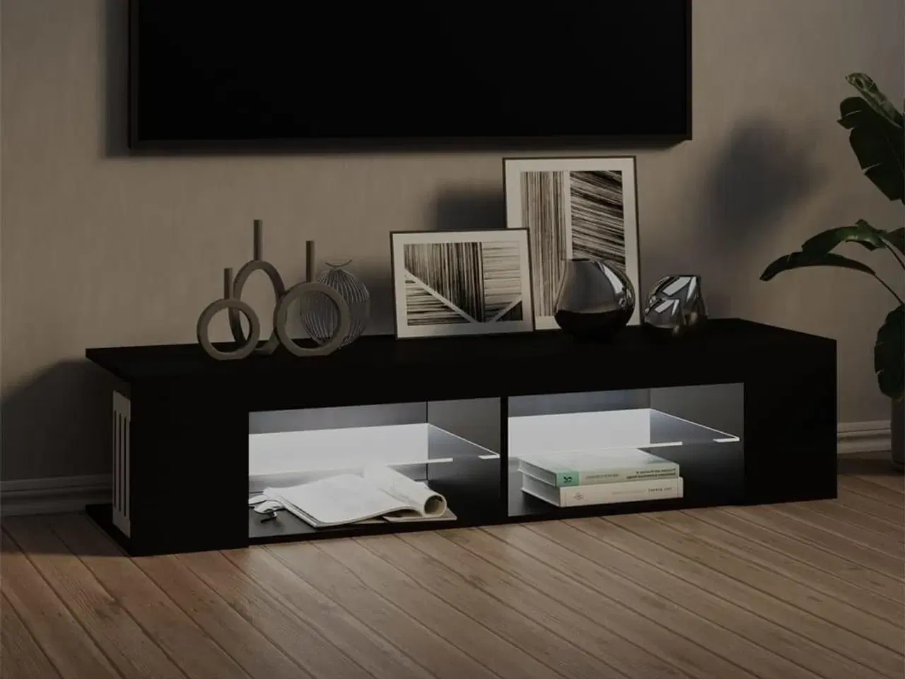 Billede 3 - Tv-skab med LED-lys 135x39x30 cm sort