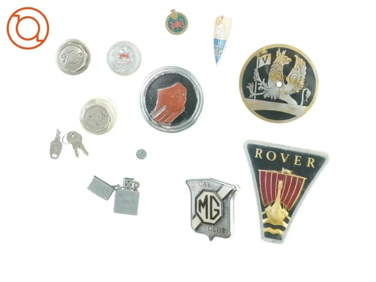 Billede 5 - Pengekasse fyldt med gamle bilmærker (str. 25 x 17 cm)