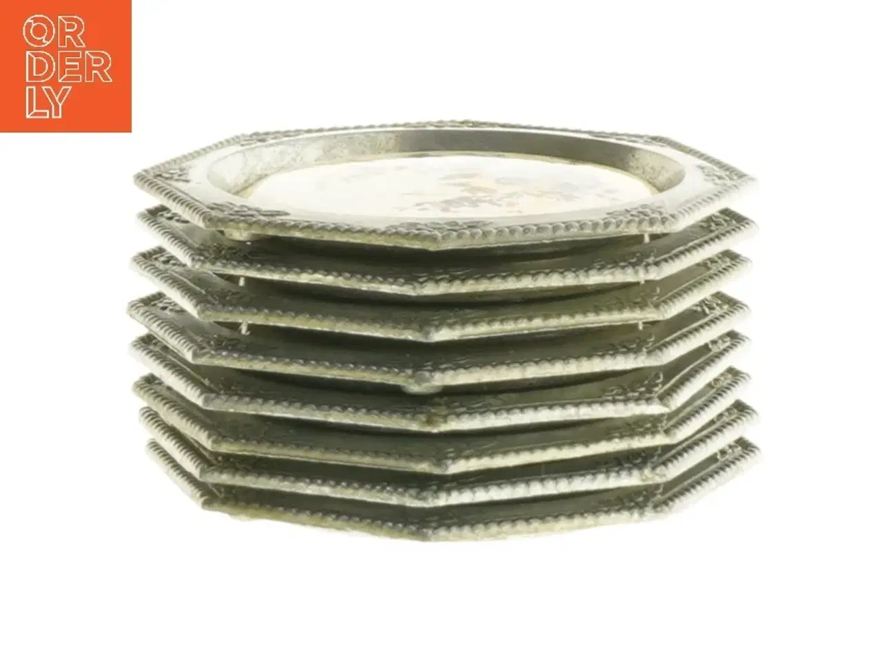 Billede 1 - 8 gamle Dekorative til ophæng eller glasbakkercoastere med blomsterdesign (str. 8 styk, ø 9,5 cm)