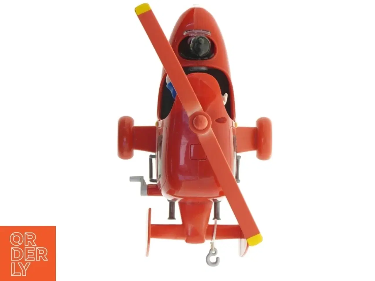 Billede 2 - Rød børnelegetøjshelikopter med Postmand Per (str. 26 x 18 x 16 cm)