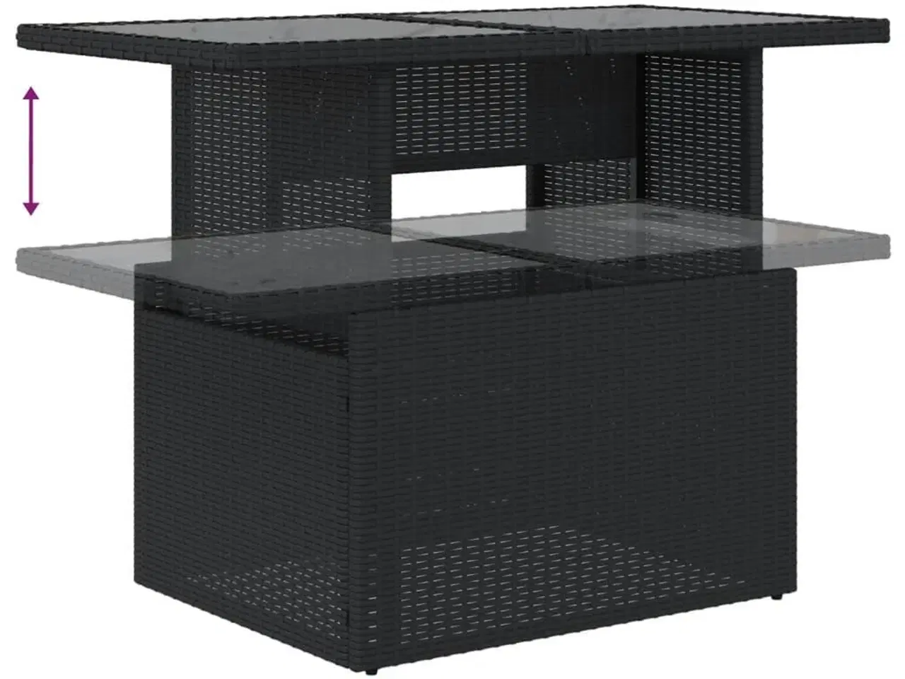 Billede 8 - Havebord med glastop 100x55x73 cm polyrattan sort