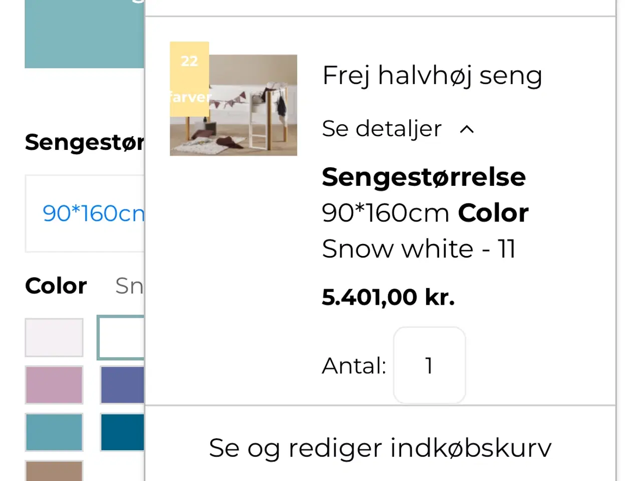 Billede 9 - Manish-h Frej halvhøj seng