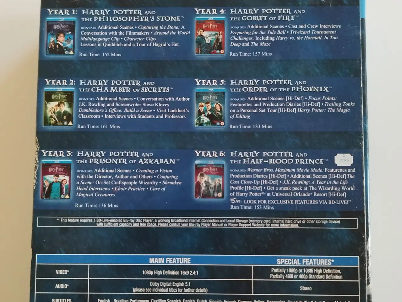 Billede 9 - Harry Potter Blu-ray disk bokssæt (Year 1 - 6)