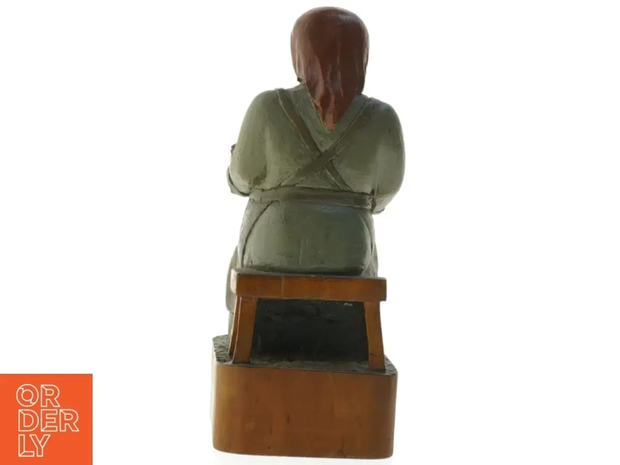 Billede 5 - Træfigur af kvinde med fisk (str. 24x10 cm)