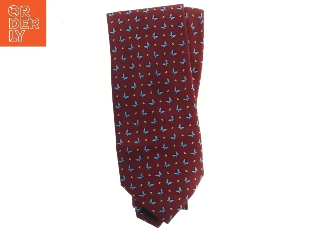 Billede 1 - Slips med små blå blomster på rød baggrund (str. 154 cm)