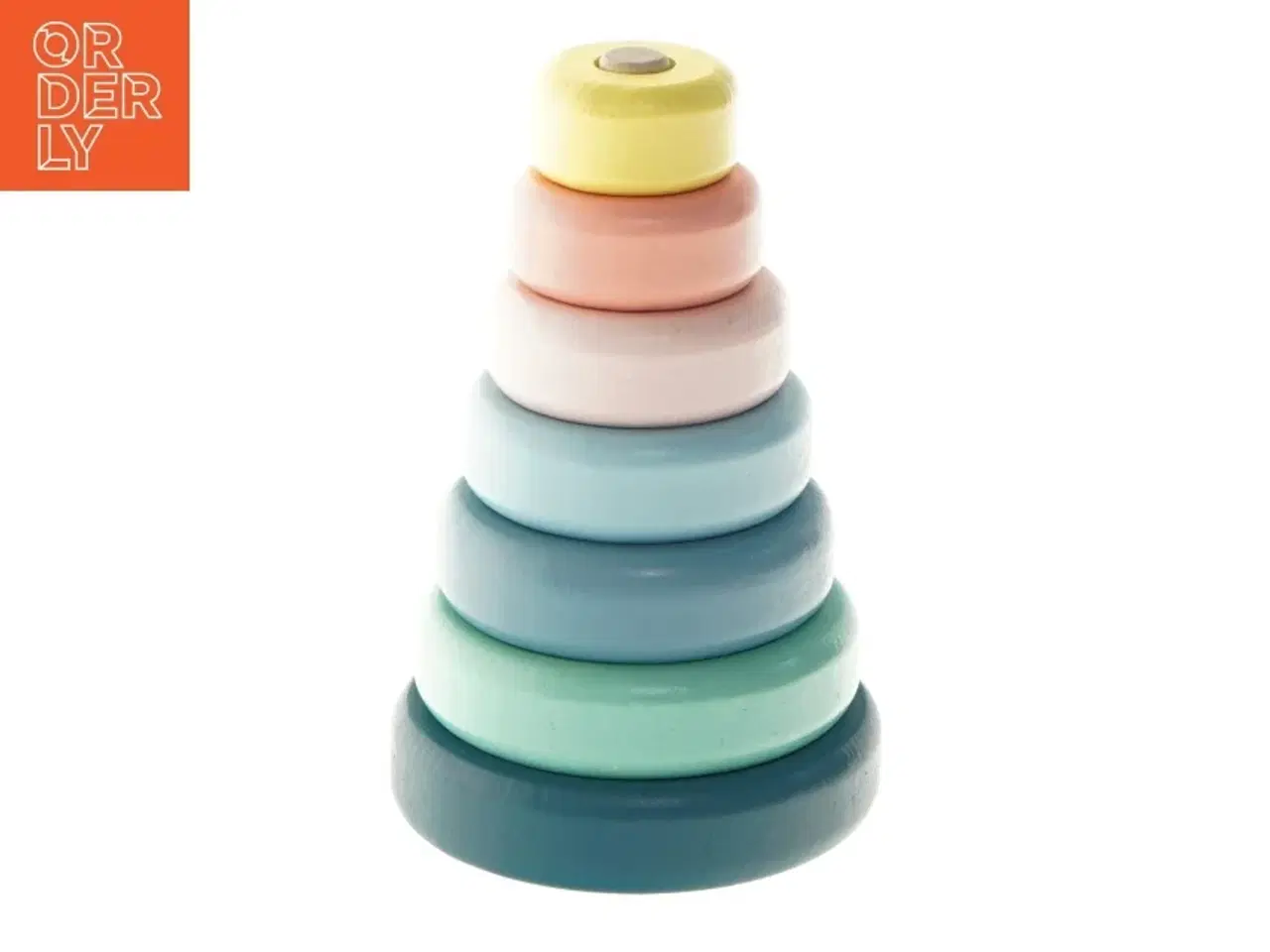 Billede 1 - Stabletårn i massiv træ og lækre pastelfarver (højde 13 cm)