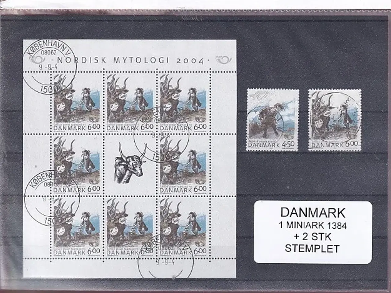 Billede 1 - Danmark - Miniark 1384  + enkeltmærker - Stemplet