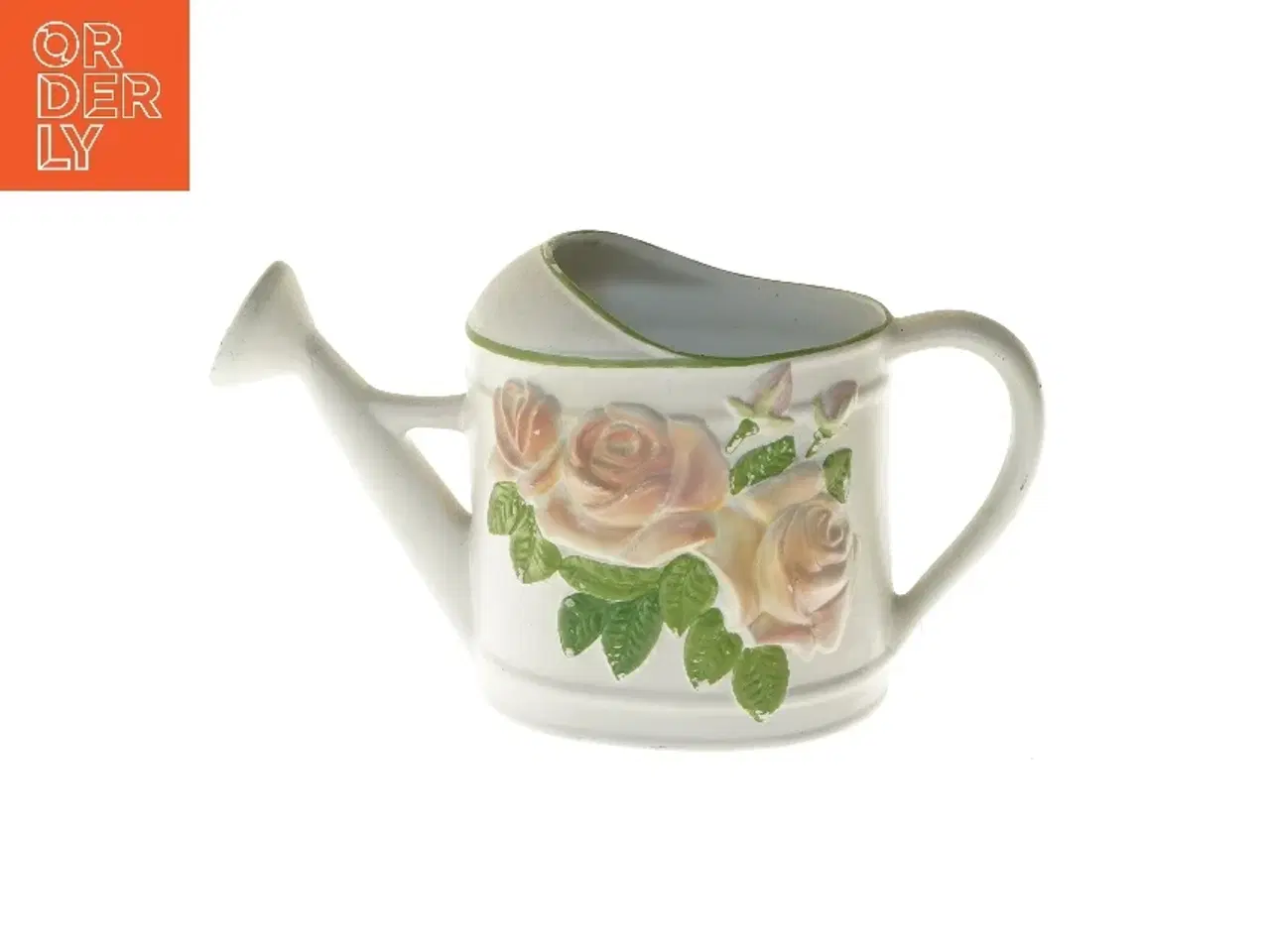 Billede 1 - Dekorativ vandkande med rosemotiv (str. 15,5x11,5x30 cm)