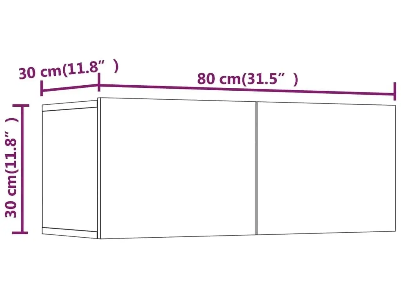 Billede 10 - Tv-borde 2 stk. 80x30x30 cm konstrueret træ sonoma-eg