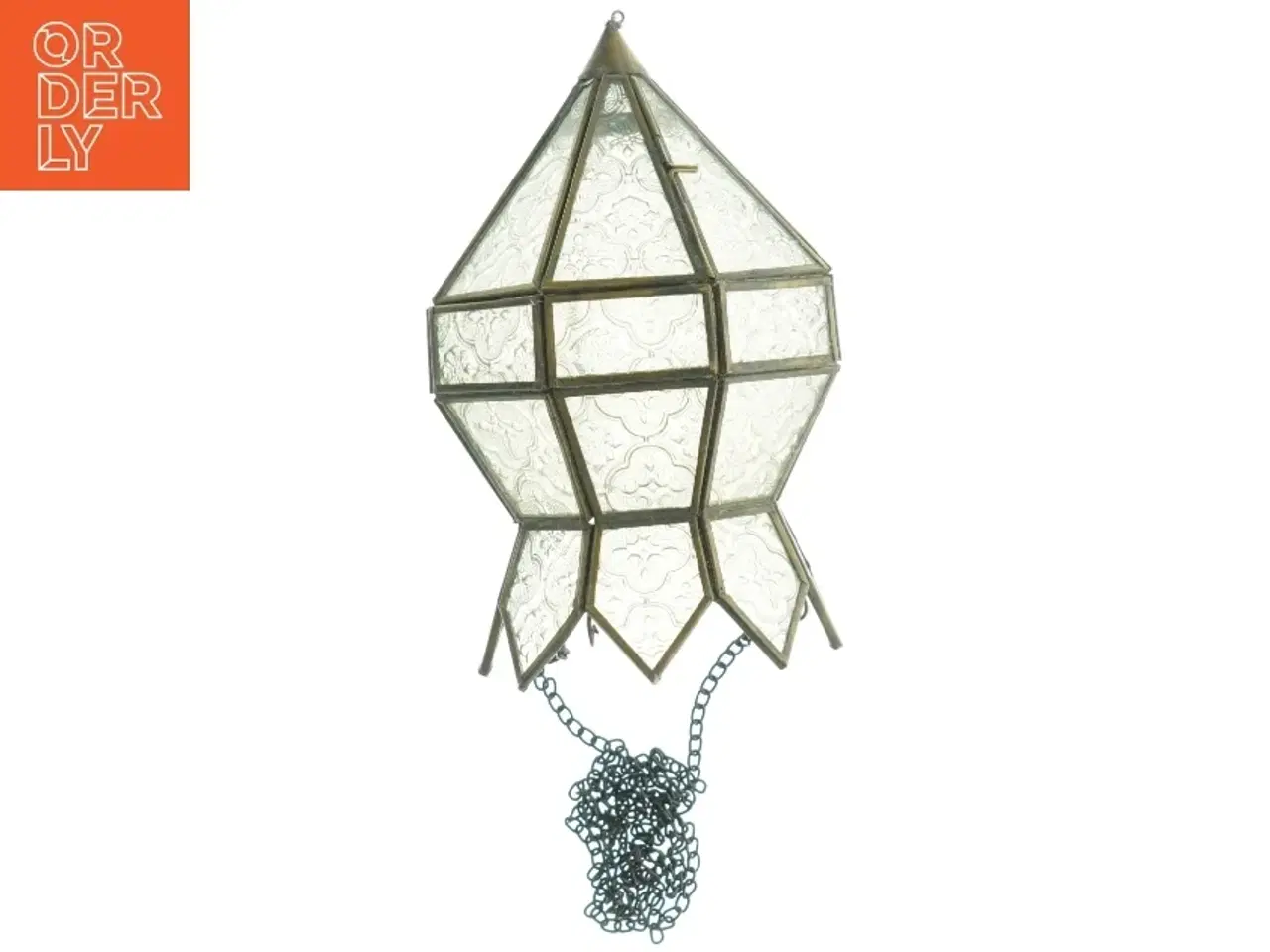Billede 3 - Glas- og metal hænge lysholder (str. 24 x. 15 cm)