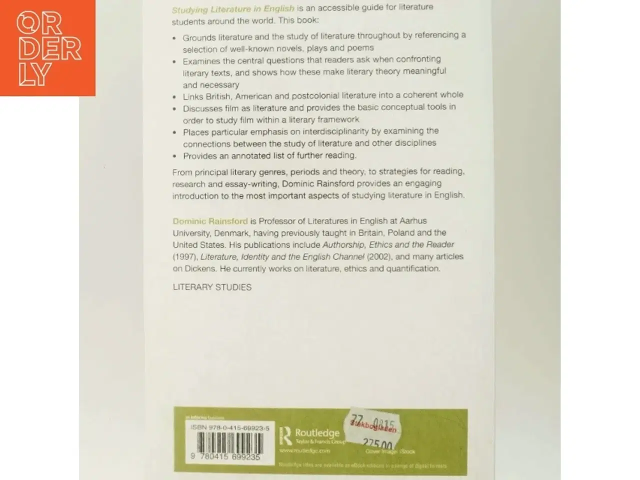 Billede 3 - Studying literature in English : an introduction af Dominic Rainsford (Bog)