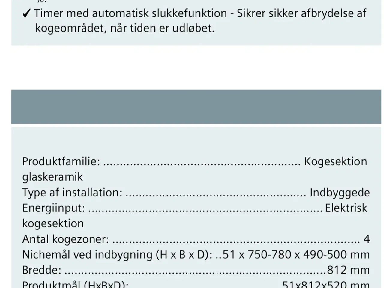 Billede 2 - Siemens kogeplade 80 cm