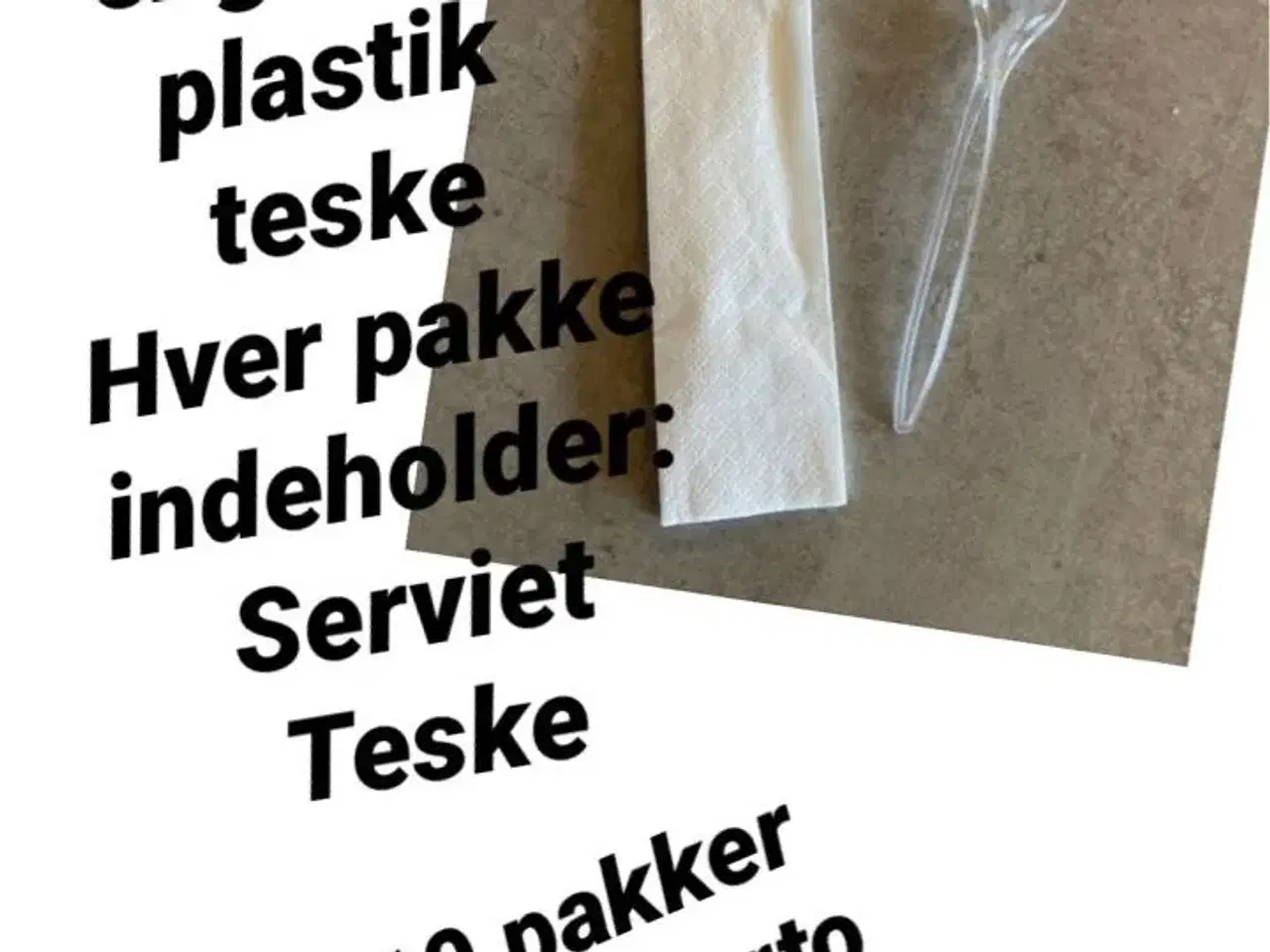 Billede 1 - 10 pakker plastik teske+serviet