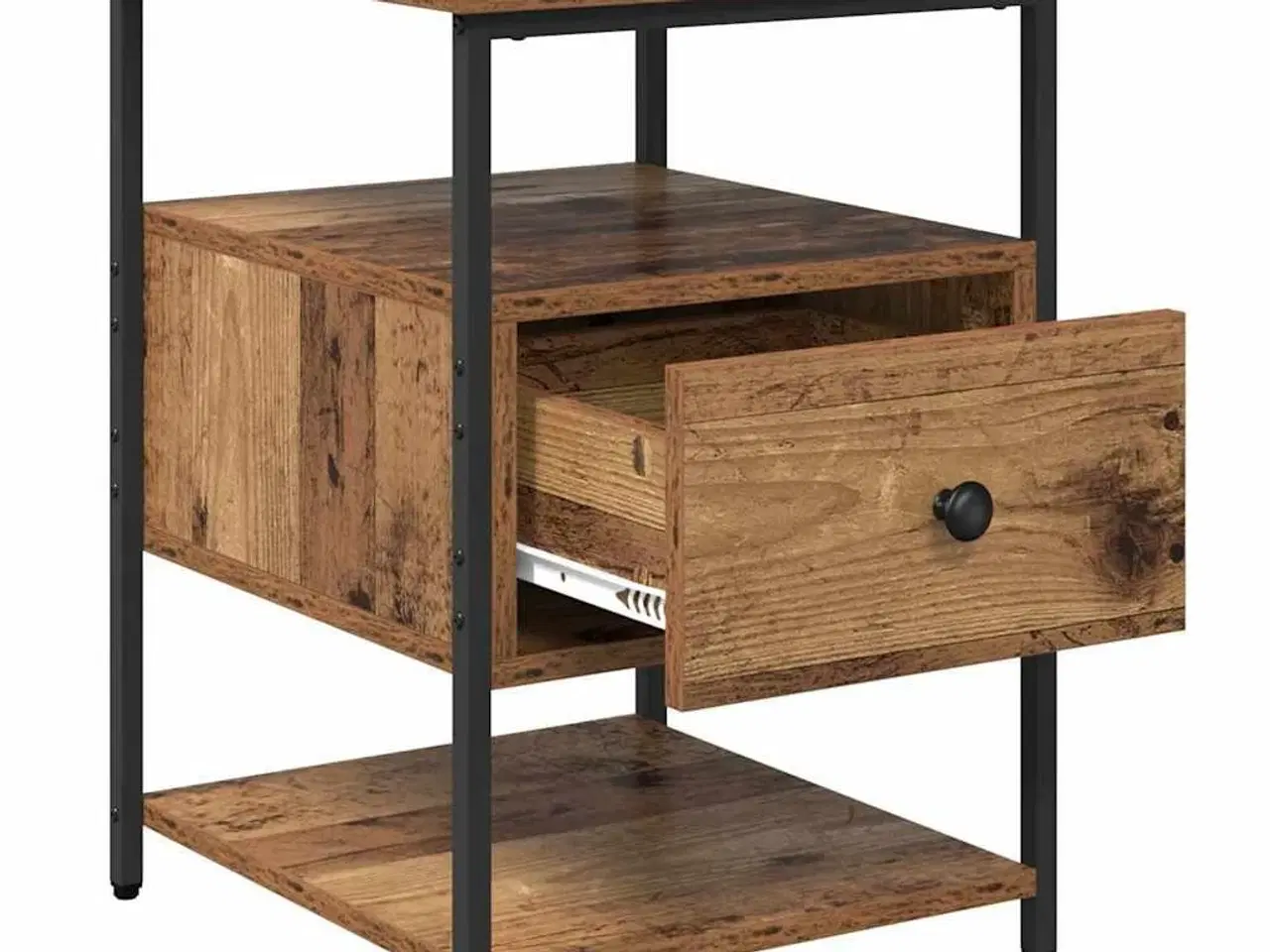 Billede 5 - Natskab med skuffe Gammelt træ 40 x 42 x 56 cm Konstrueret træ