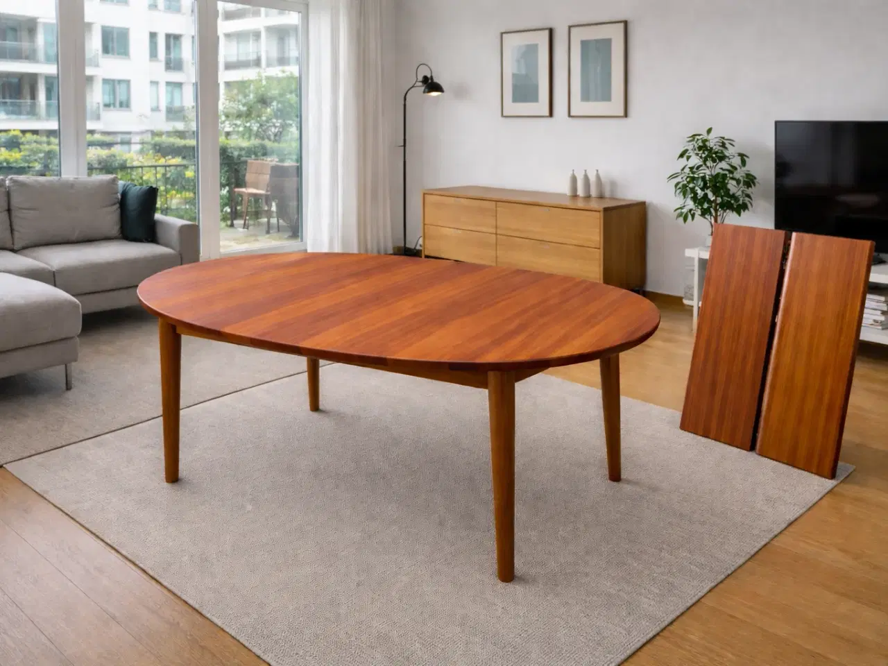 Billede 1 - Retro massivt spisebord m/2 plader