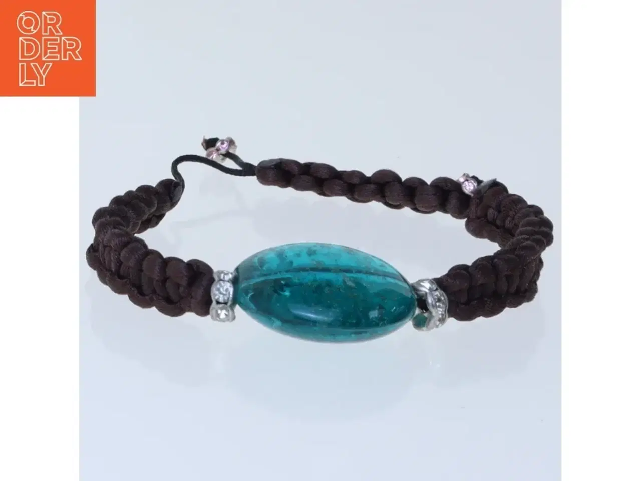 Billede 2 - Armbånd med blå glaskugle (str. Ø 10,5 cm)