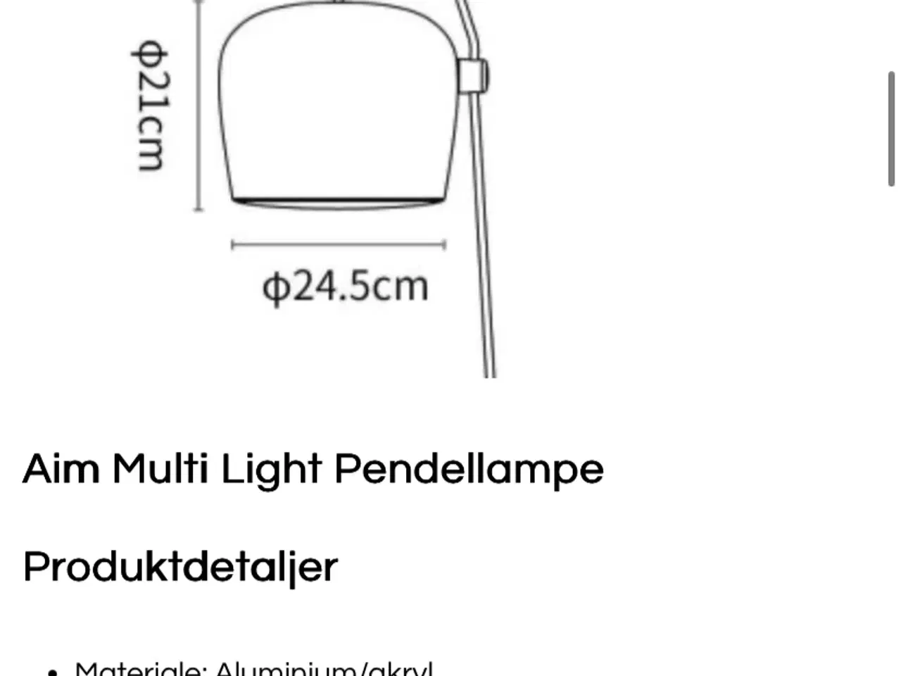Billede 5 - FLOS, AIM small pendel, sort Diameter 24cm.