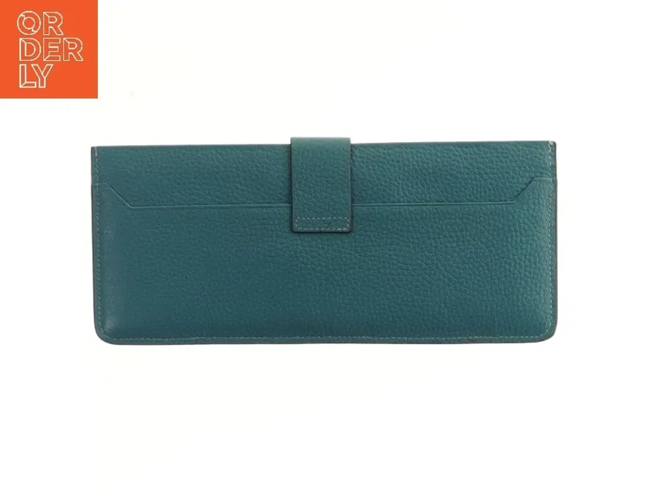 Billede 2 - Petroleumsblå læderpung med lukning fra Hermés (str. 24x10,5 cm)