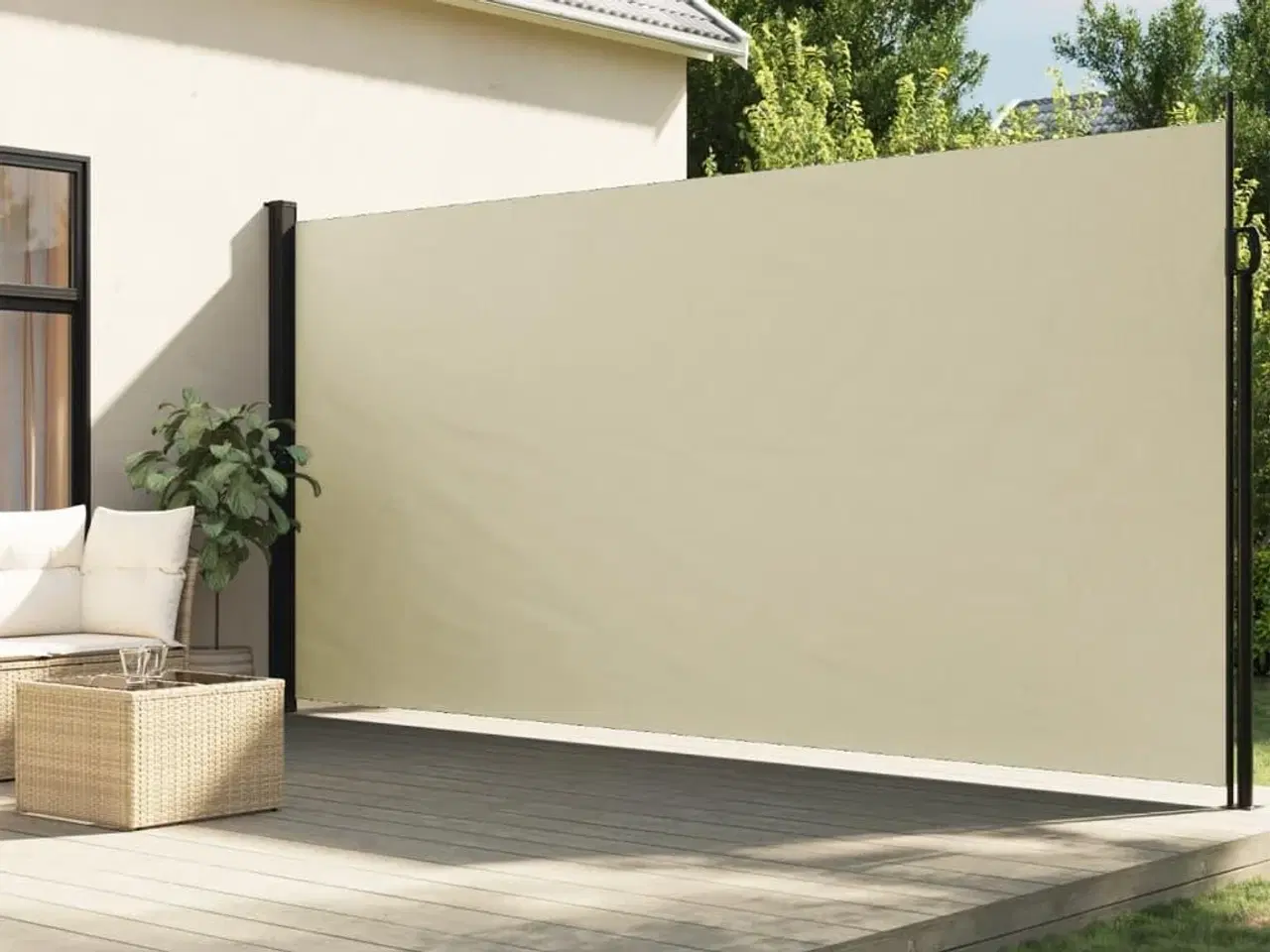 Billede 1 - Sidemarkise 200x500 cm sammenrullelig cremefarvet