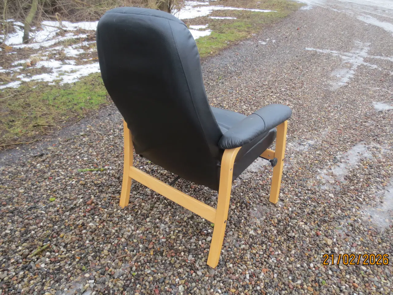 Billede 3 - 1 stk Farstrup Otium lænestol med sort læder 