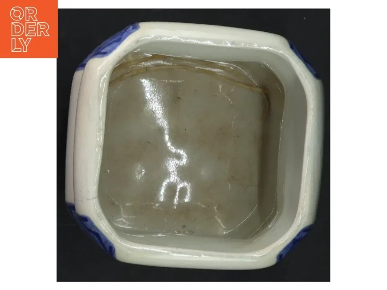 Billede 4 - Blå og hvid keramik krukke (str. 16 cm ø 10 cm)