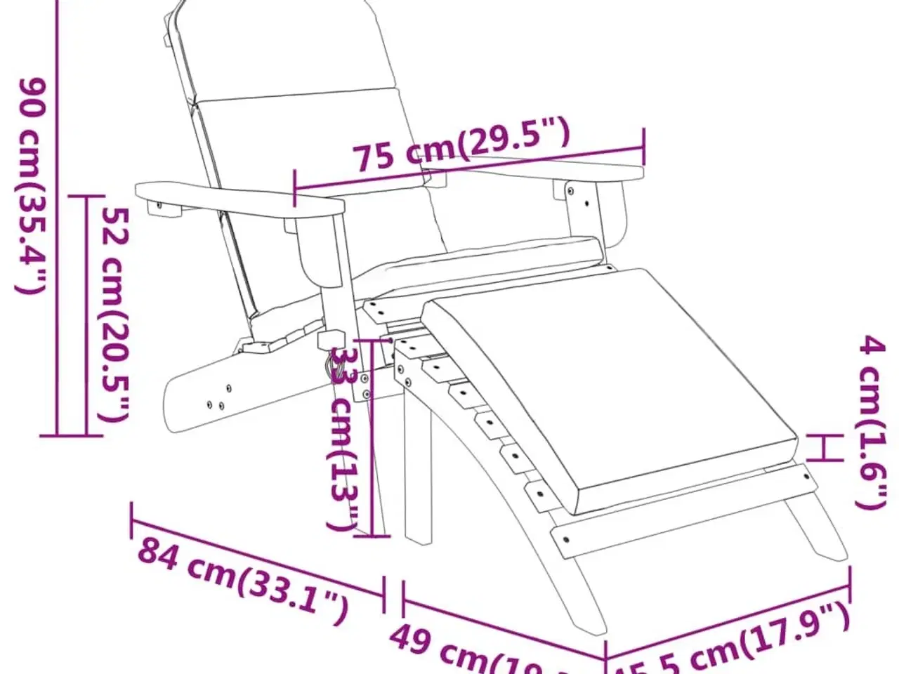 Billede 7 - Adirondack-loungesæt til haven 3 dele massivt akacietræ
