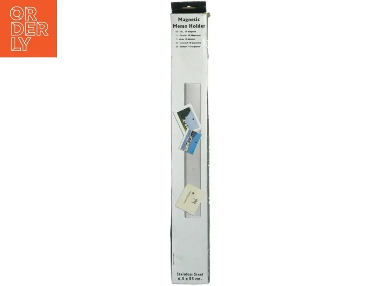 Billede 1 - Magnetisk memo-holder i rustfrit stål (str. 6,5x55 cm)