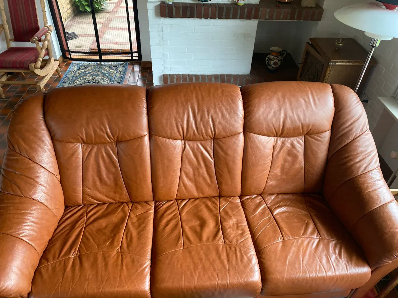 Billede 1 - Lædersofa og flot og blødt læder
