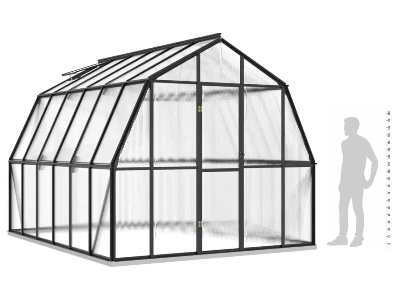 Billede 7 - Drivhus med fundamentramme 9,53 m² aluminium antracitgrå