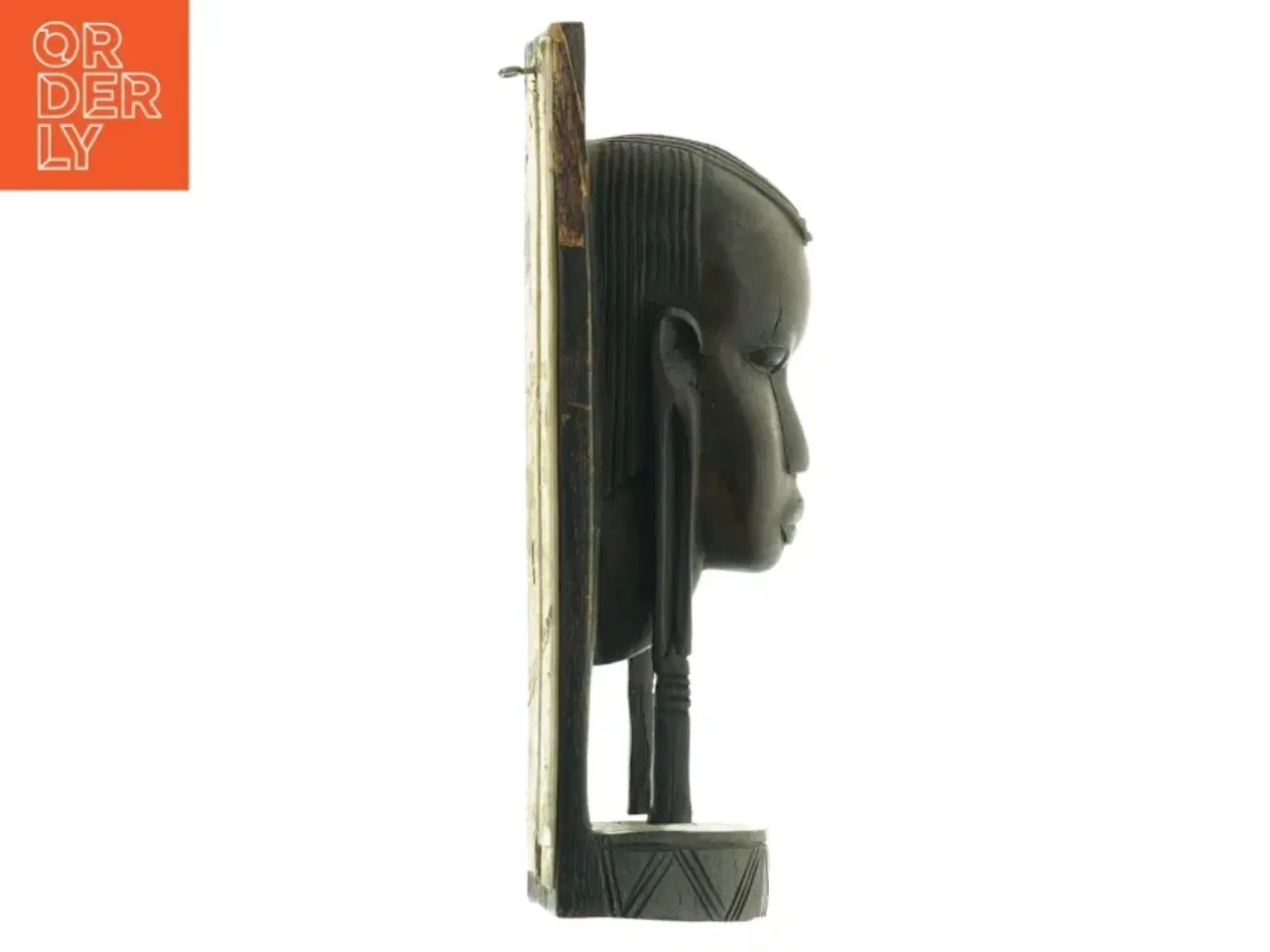 Billede 1 - Træskulptur af menneskeansigt (str. 24. x 6 cm)