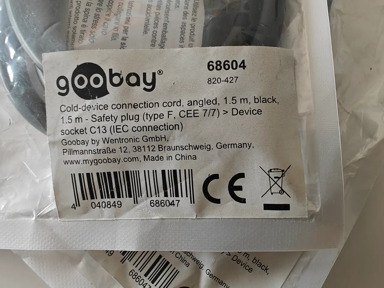 Billede 2 - Computerkabler, Standard 230V kabel med Schüko sti