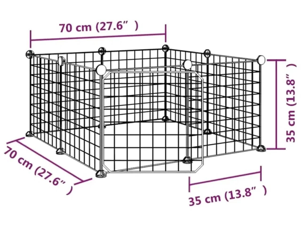 Billede 8 - Kæledyrsbur med 8 paneler og dør sort 35x35 cm stål