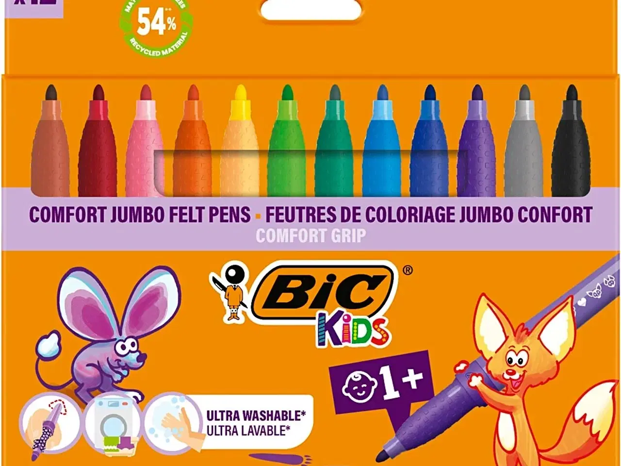 Billede 1 - Jumbo Børnetuscher, streg 1-4 mm, ass. farver, 12 stk./ 1 pk.