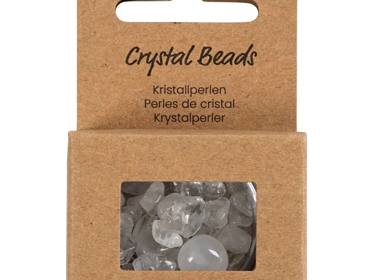 Billede 1 - Krystalperler, Bjergkrystal, diam. 7-12 mm, hulstr. 1 mm, transparente farver, 63stk./ 1 pk.