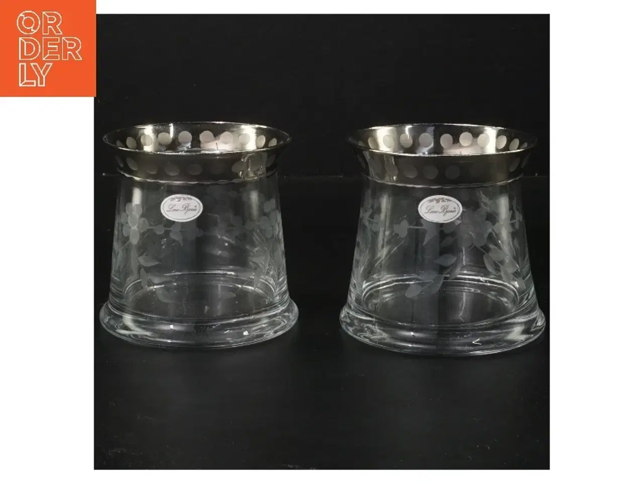 Billede 1 - Glas vaser med metal bånd fra Lene Bjere (str. Ø 9 cm længde 9 cm)