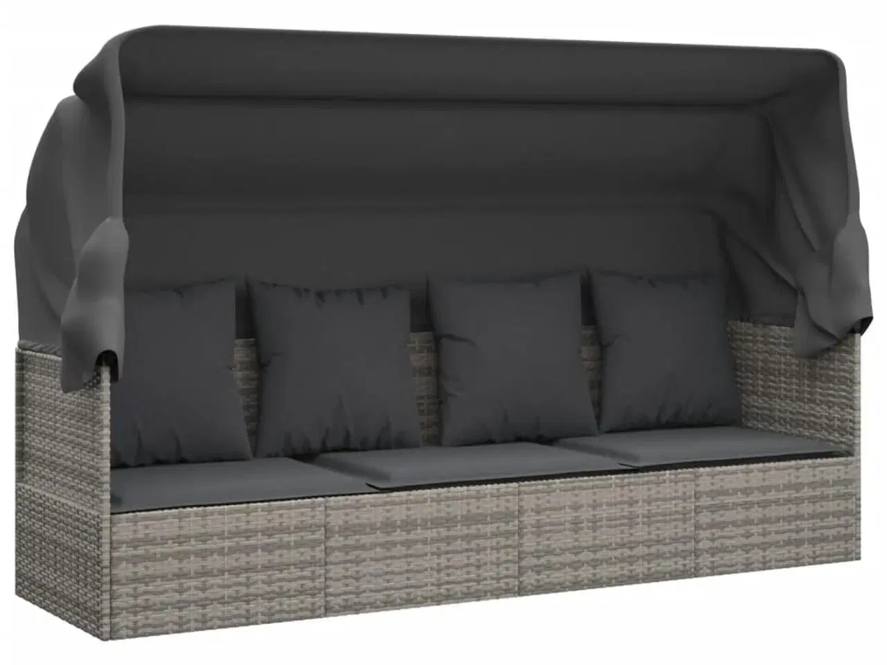Billede 2 - Udendørs loungesofa med tag og hynder polyrattan Grøn